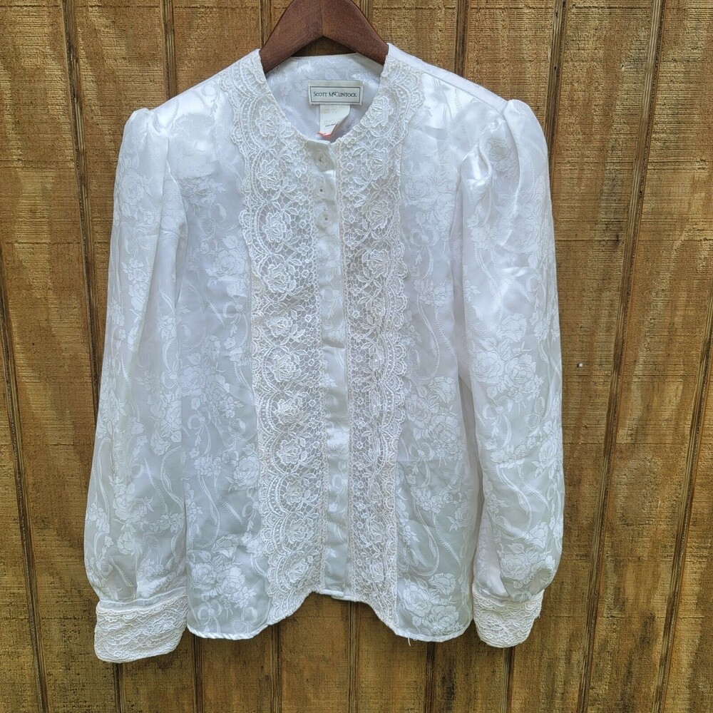 Scott McClintock White Lace Printed Off White Lace Trim Vintage Womens Size 8